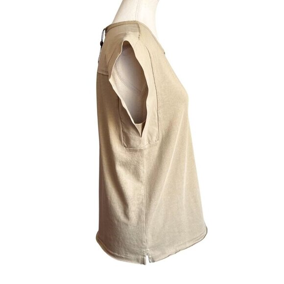 NWT RAG & BONE WOMEN'S KHAKI MIX MEDIA MUSCLE TOP - S - Picture 3 of 12